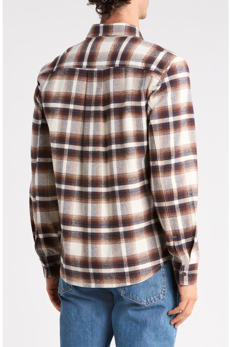 Woodhaven Plaid Flannel Shirt, Alternate, color, WHITE/ BROWN PLAID