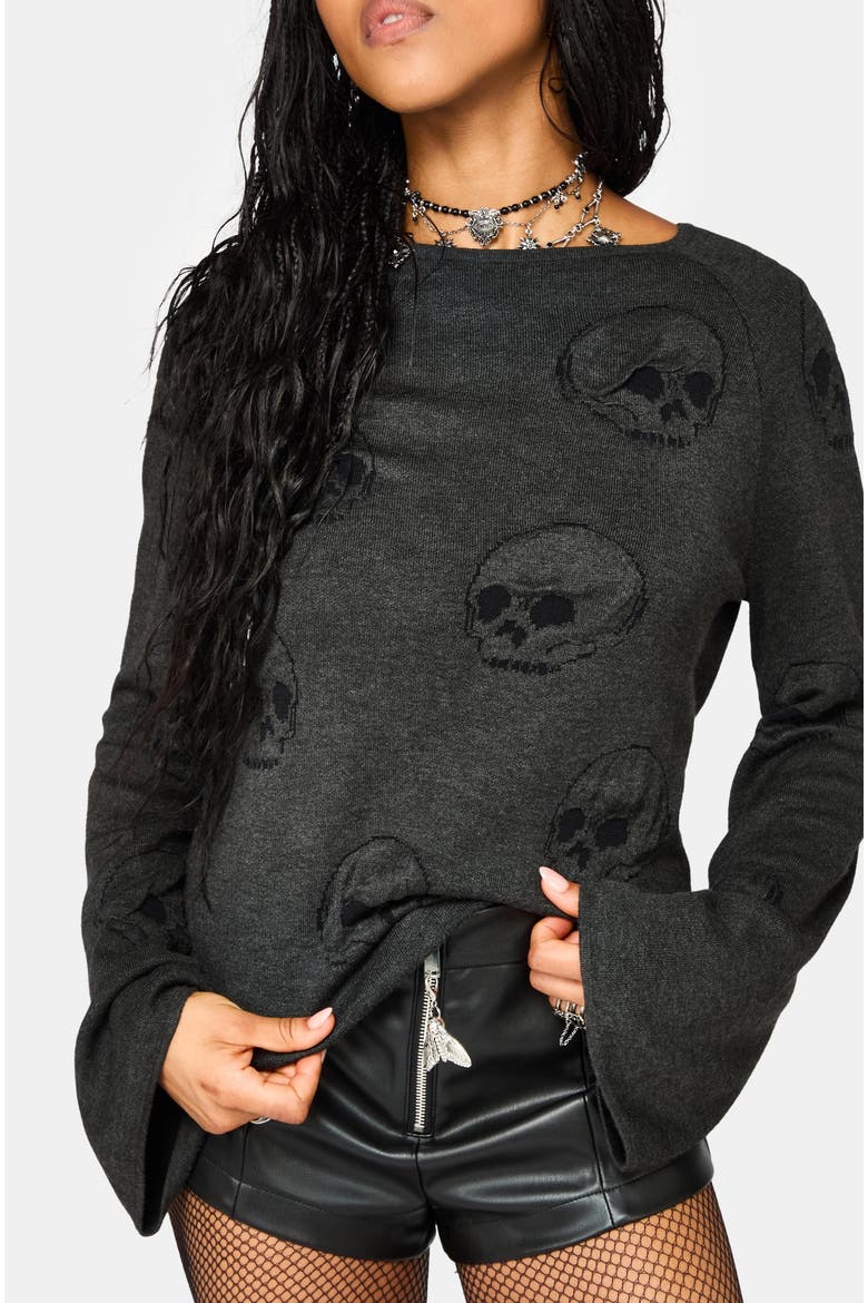 Maxilla Skull Knit Top, Alternate, color, Black