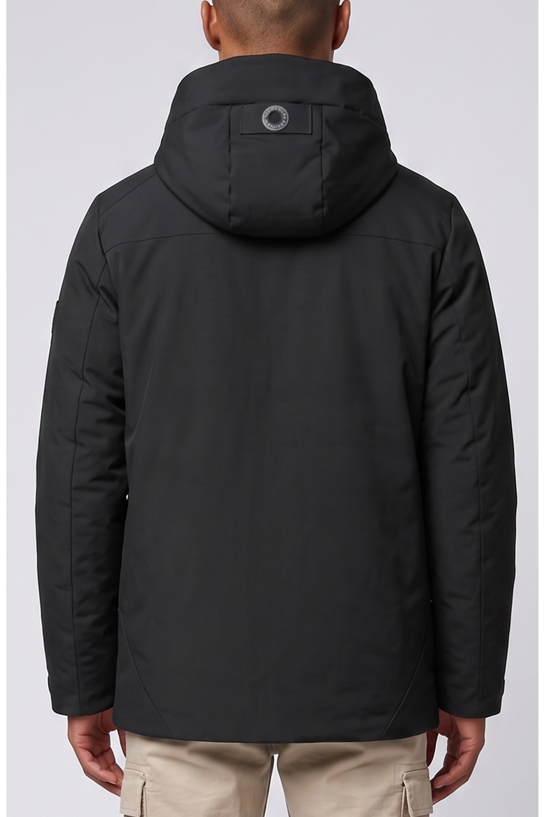 Hooded Microfiber Jacket with Heat-Sealed Pockets, Alternate, color, Black