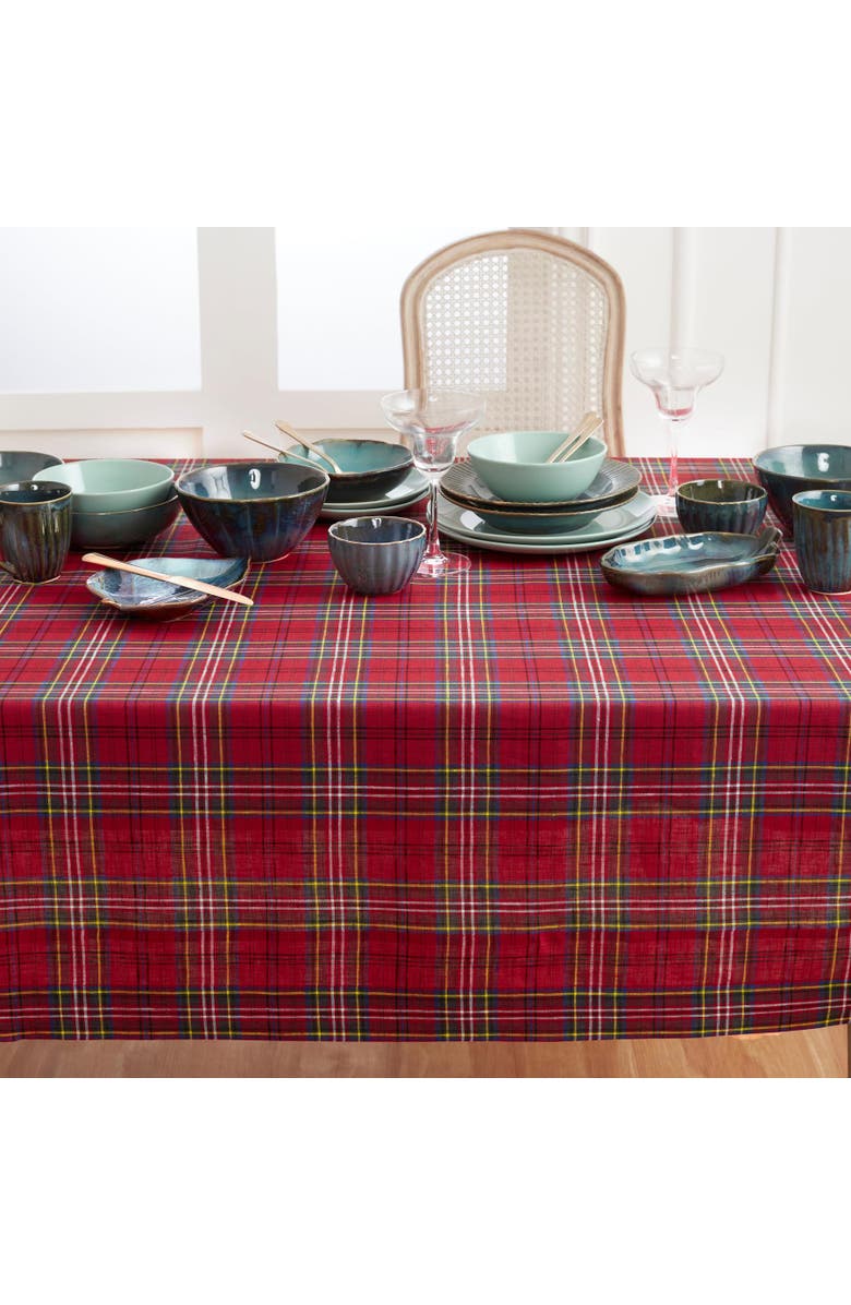Solino Home Linen Tablecloth - Classic Tartan Plaid, Alternate, color, Red