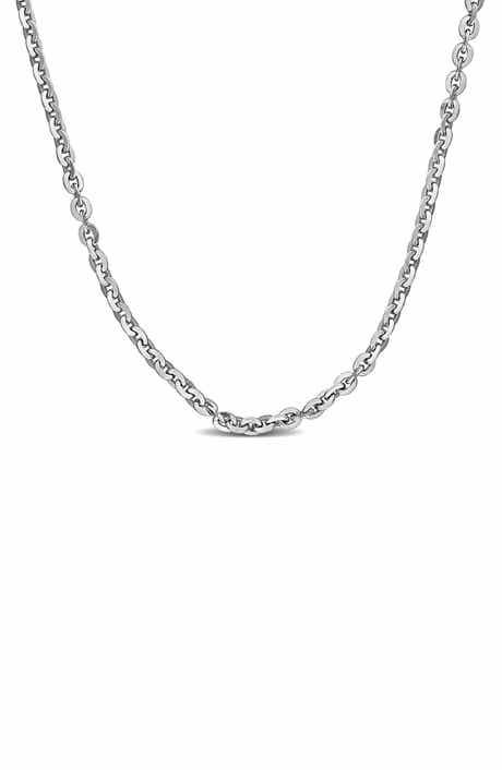 DELMAR Sterling Silver 1.2mm Oval Cable Chain Necklace