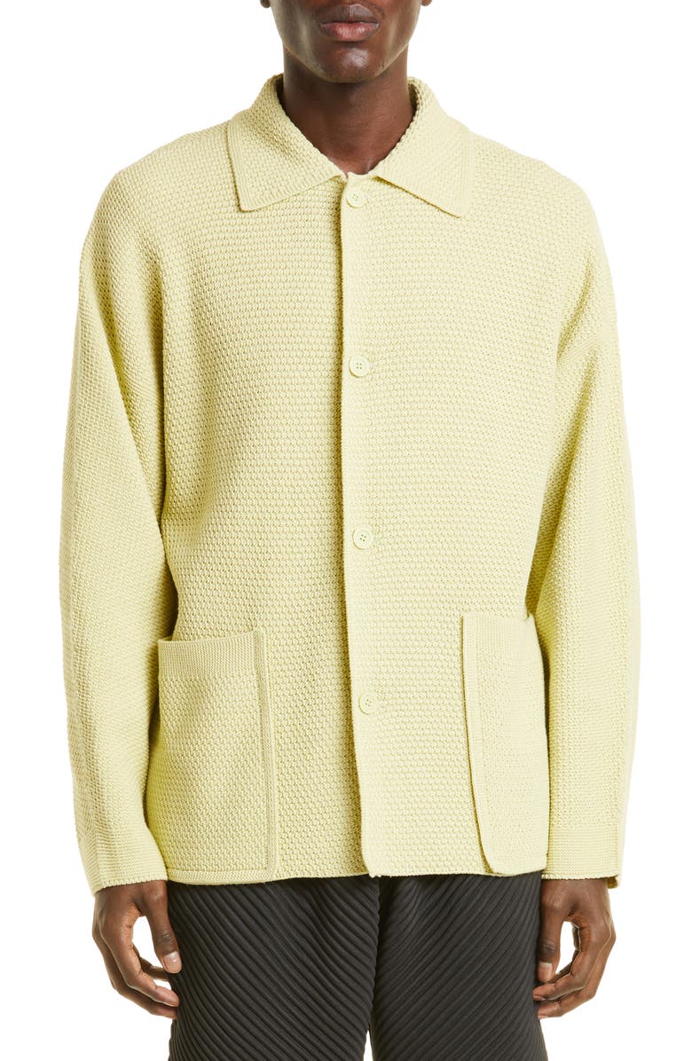 Homme Plissé Issey Miyake Men's Rustic Knit Cardigan, Main, color, 