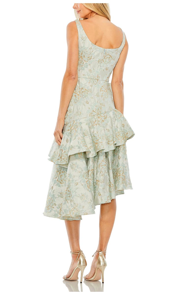 Mac Duggal Rose Detail Asymmetrical Brocade Dress, Alternate, color, French Blue