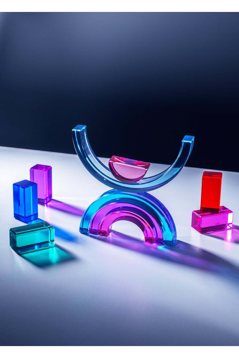 Lucid Translucent Acrylic Rainbow Stacking Arches - 10 Pieces, Alternate, color, Rainbow