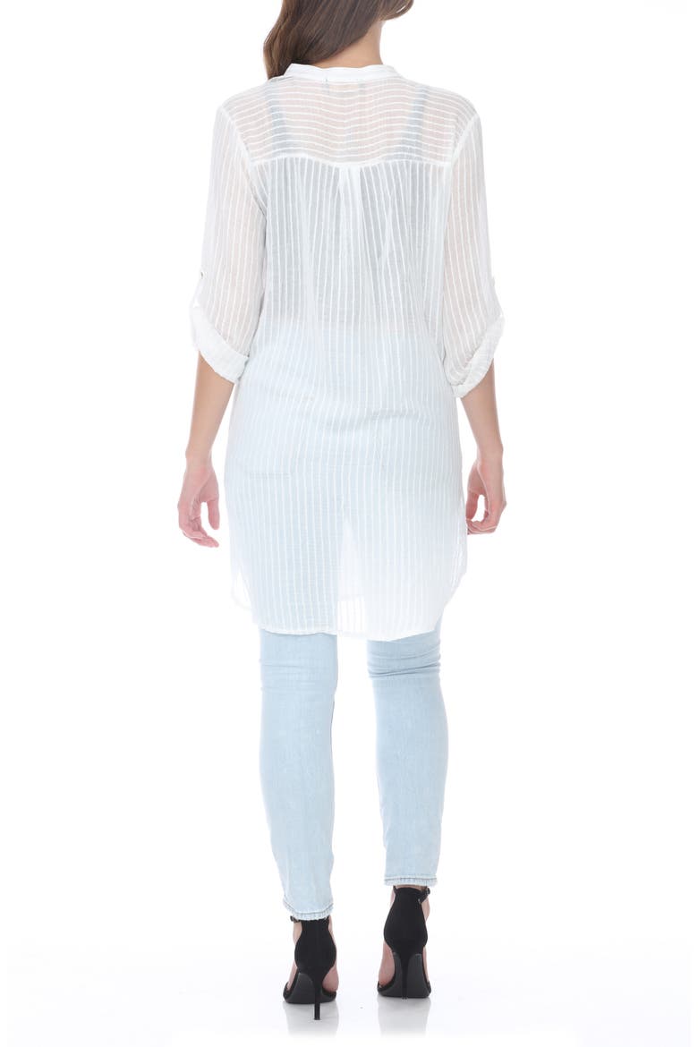 Semi Sheer Stripe Tunic, Alternate, color, WHITE