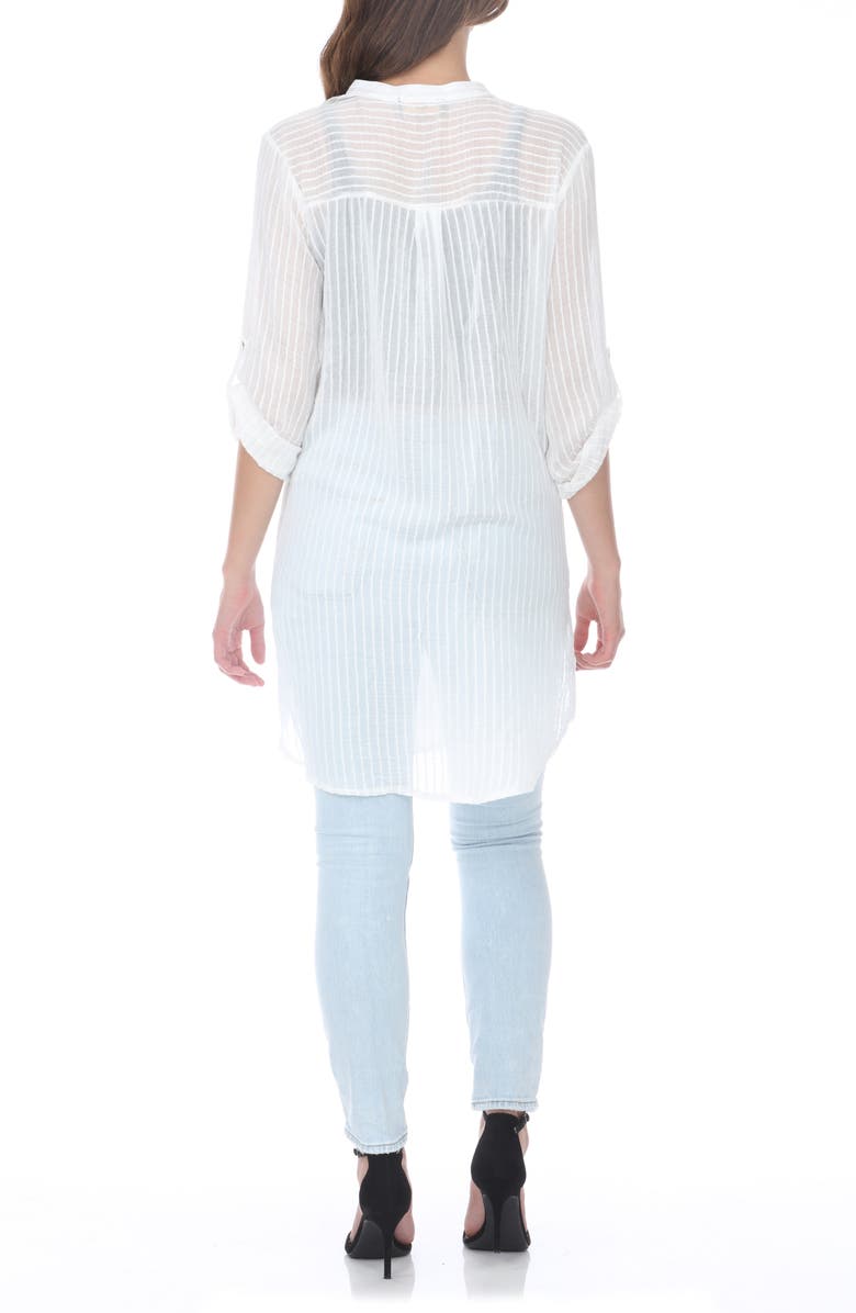 RAIN AND ROSE Semi Sheer Stripe Tunic, Alternate, color, White