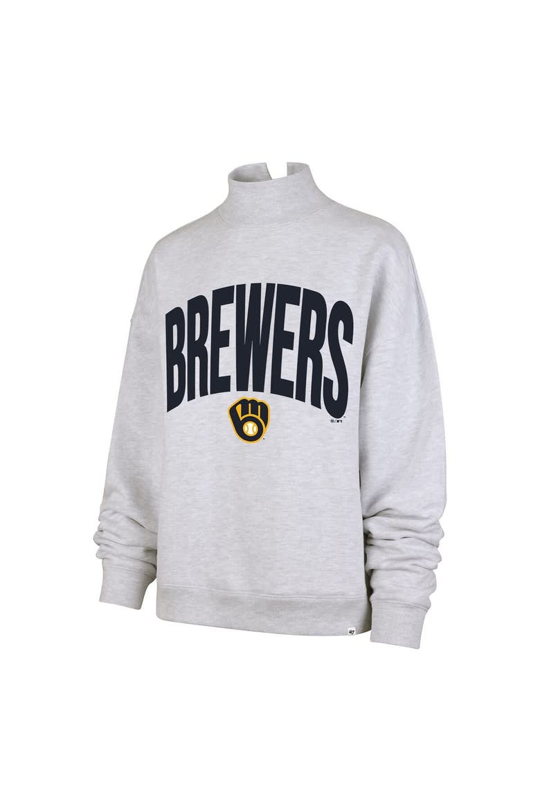 Women's '47  Heather Gray Milwaukee Brewers Subtle Muse Mock Neck Sweatshirt, Alternate, color, Heather Gray