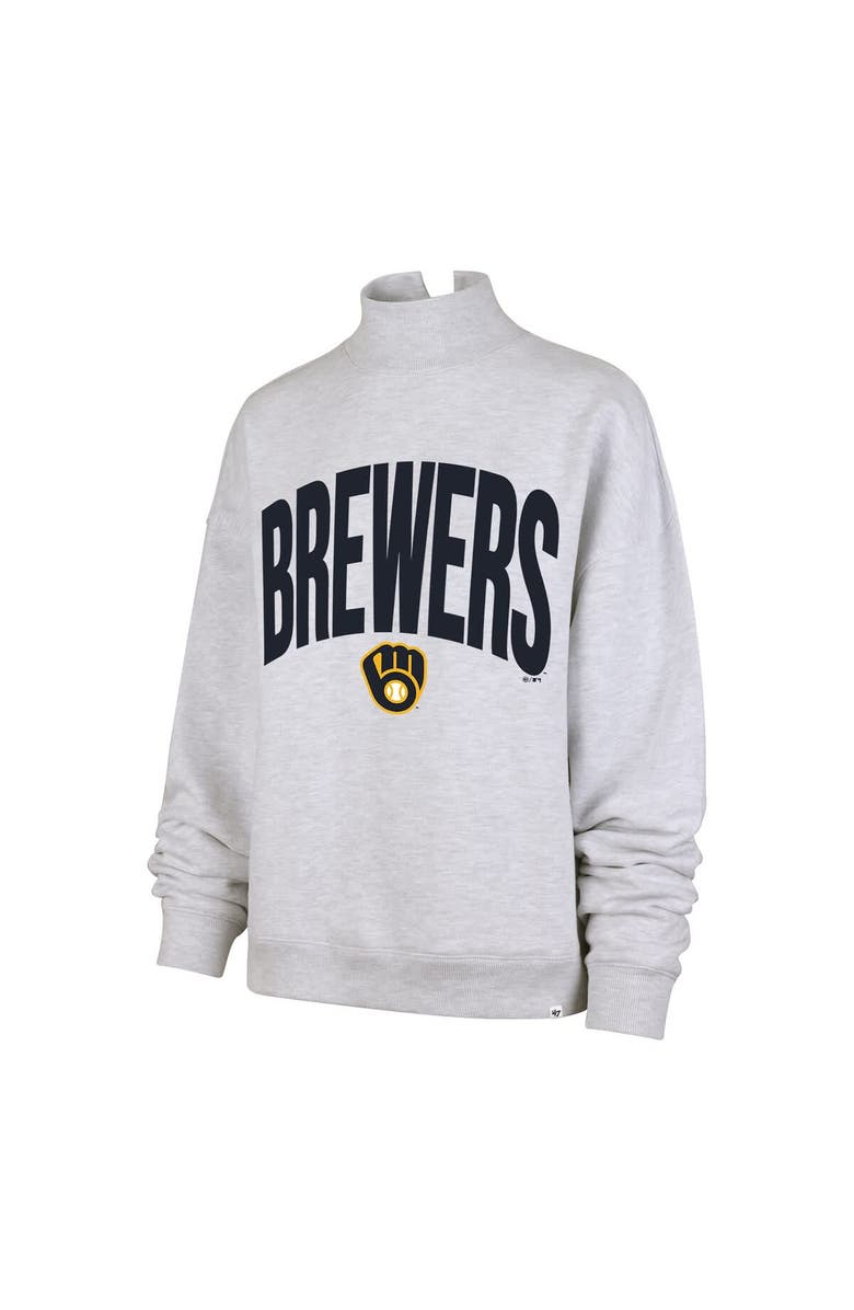 '47 Women's '47  Heather Gray Milwaukee Brewers Subtle Muse Mock Neck Sweatshirt, Alternate, color, Heather Gray