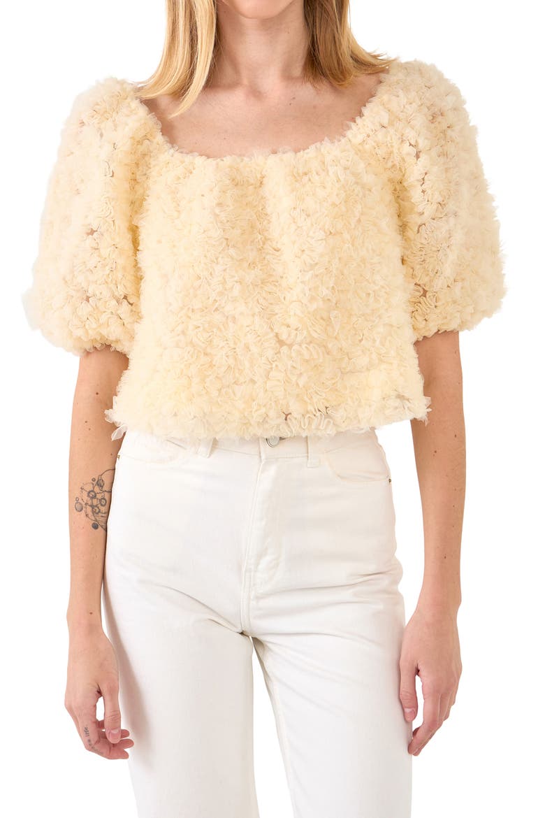 Floral Tulle Top, Alternate, color, IVORY