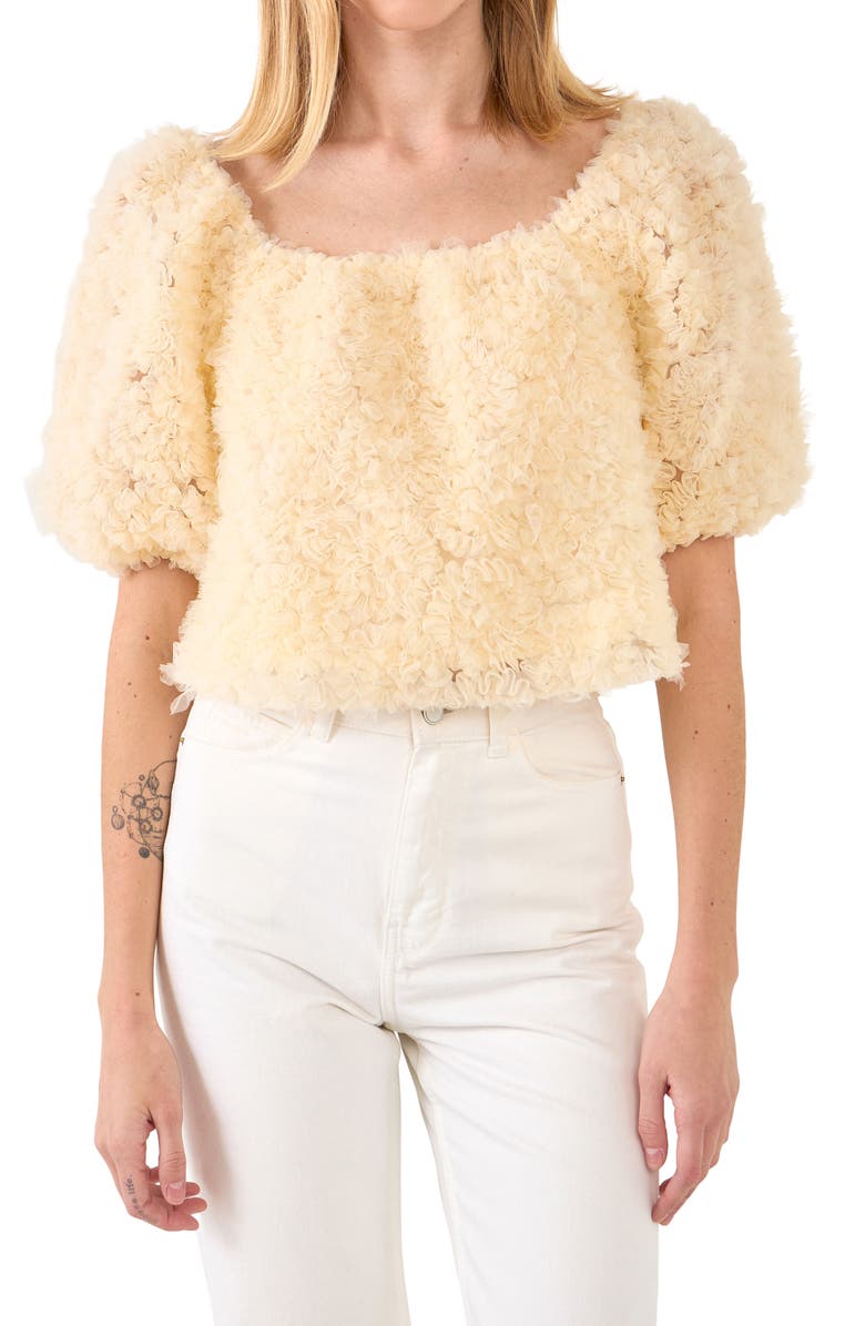 Endless Rose Floral Tulle Top, Alternate, color, Ivory