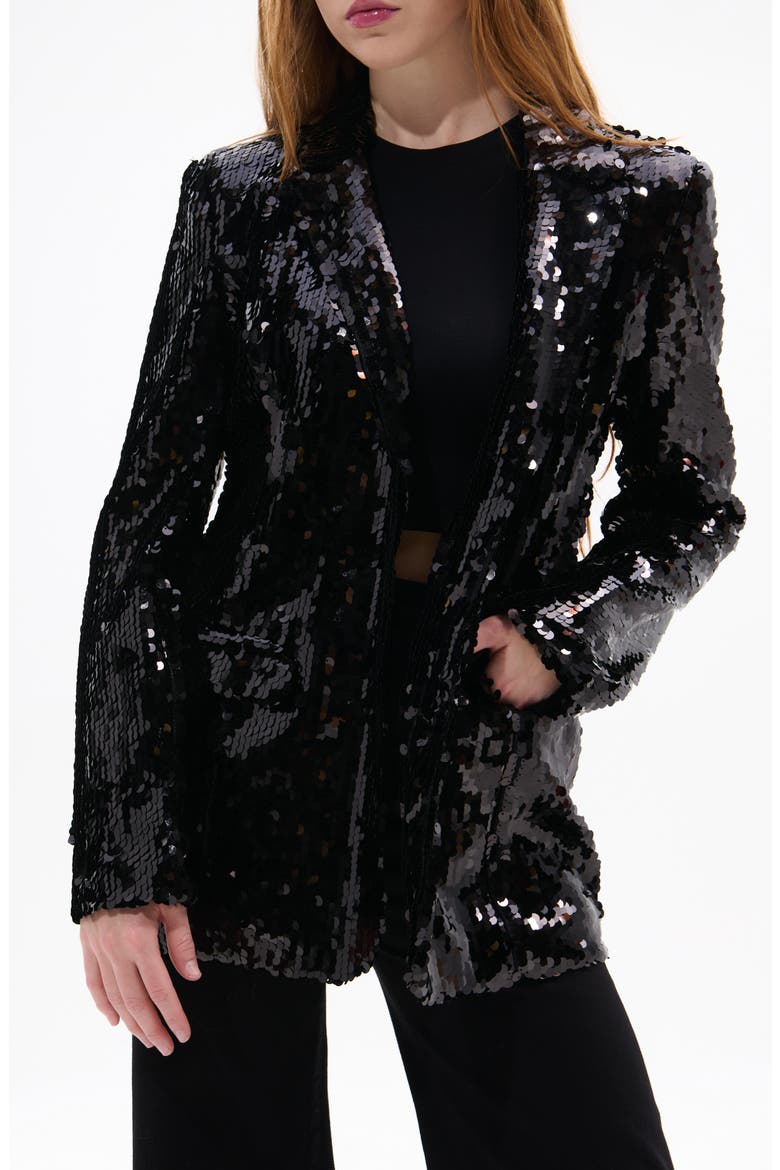 Dubai Sequin Blazer, Main, color, BLACK