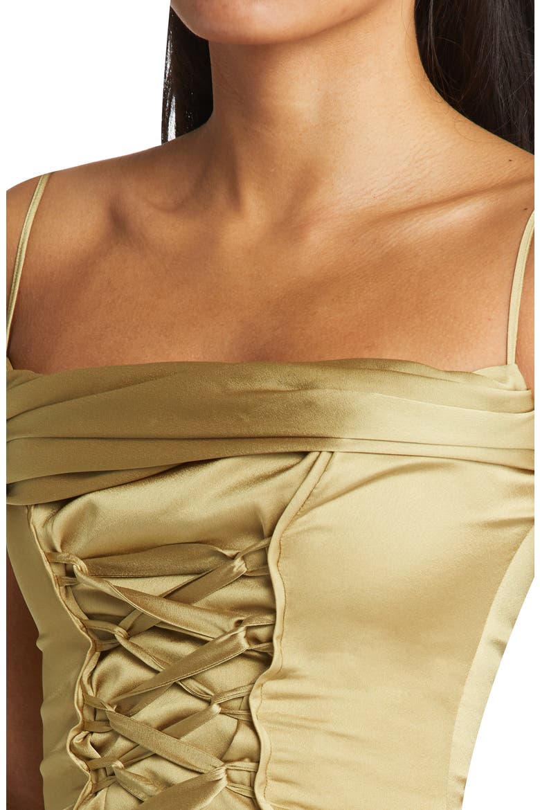 Letitia Lace-Up Satin Corset Top, Alternate, color, OLIVE