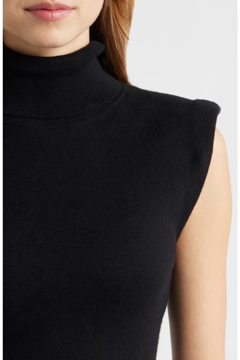 Gaia Cashmere Sleeveless Turtleneck Midi Dress, Alternate, color, BLACK
