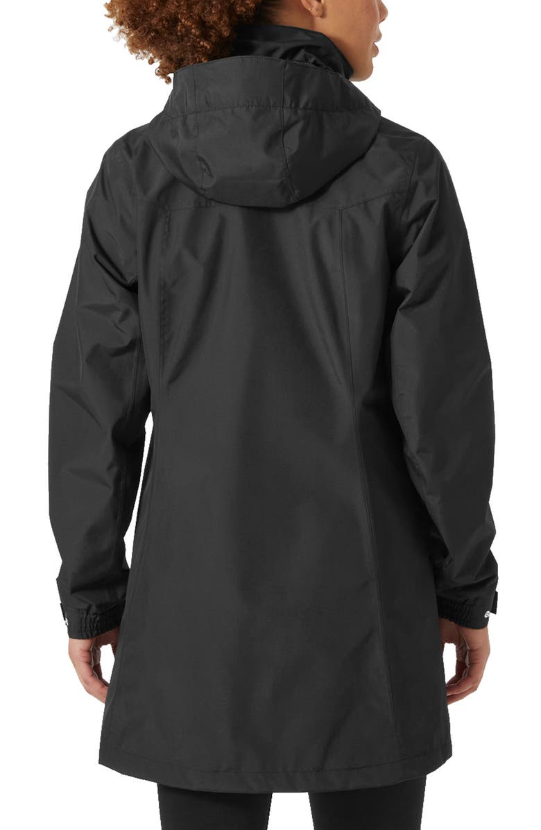 Helly Hansen Aden Waterproof Hooded Longline Rain Jacket, Alternate, color, Black