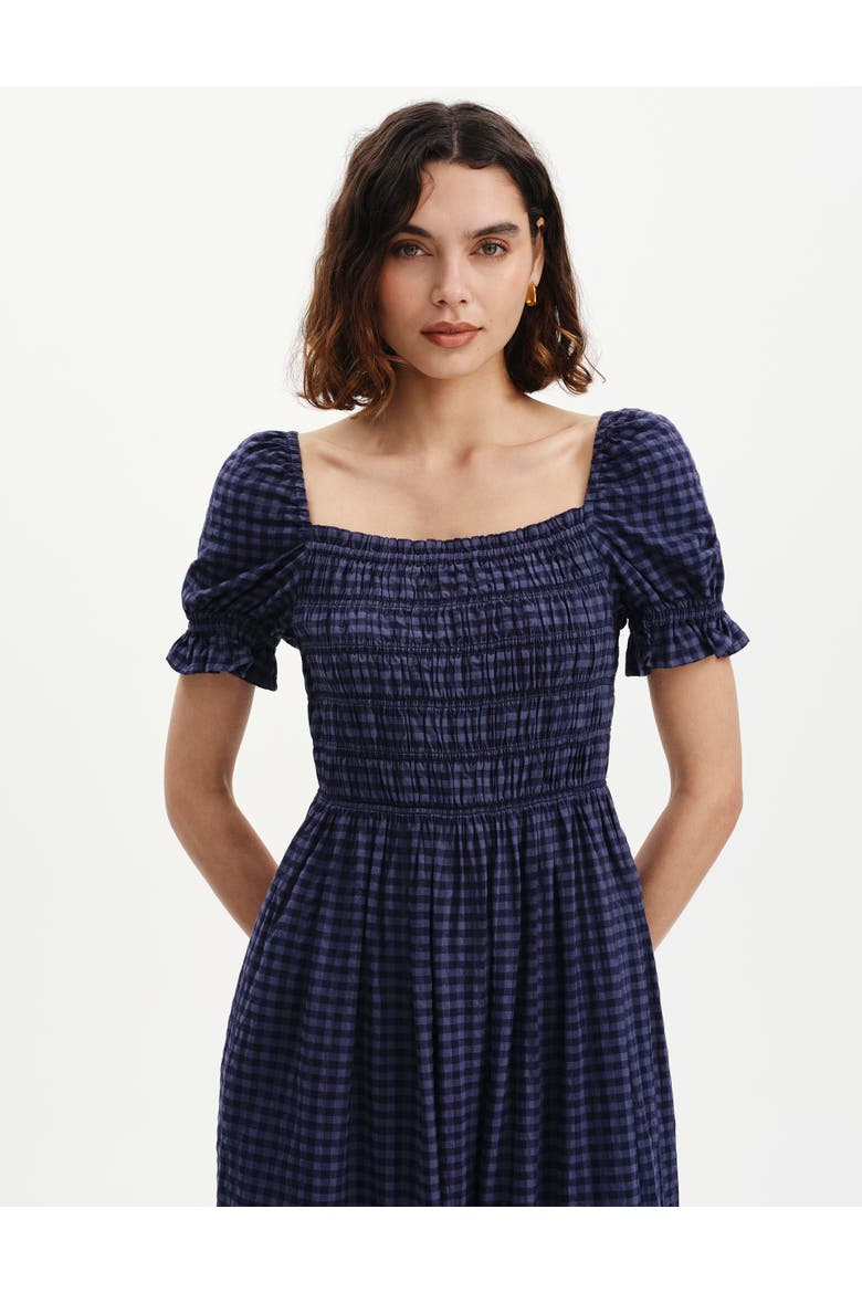 Petite Dawn Square Neck Midi Dress, Alternate, color, Navy