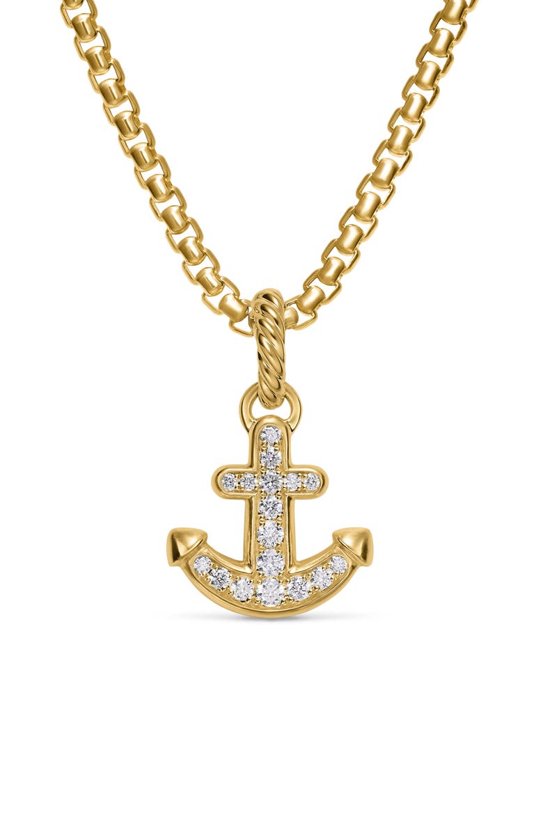 Anchor Amulet in 18K Gold with Diamonds, 14.5mm, Alternate, color, GOLD
