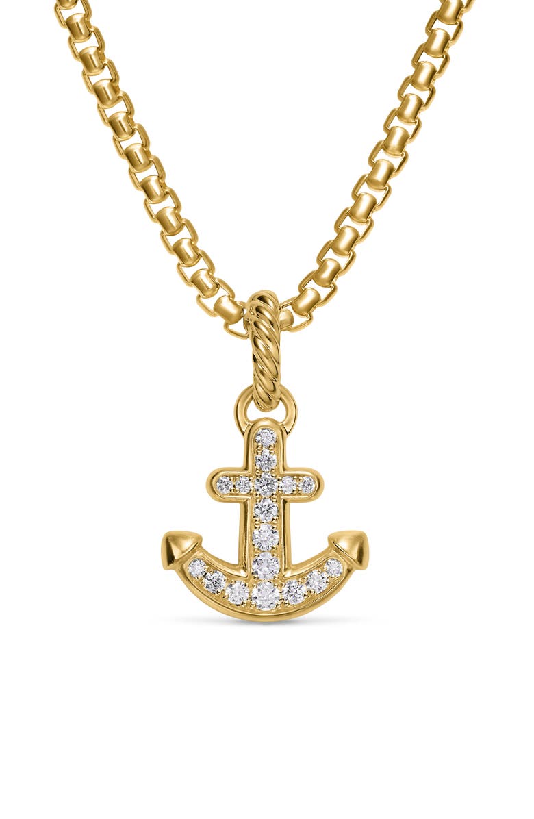 David Yurman Anchor Amulet in 18K Gold with Diamonds, 14.5mm, Alternate, color, Gold