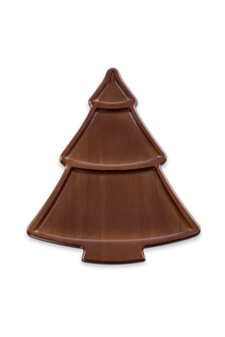 Christmas Tree Sectioned Serving Tray, Alternate, color, Stained Parawood