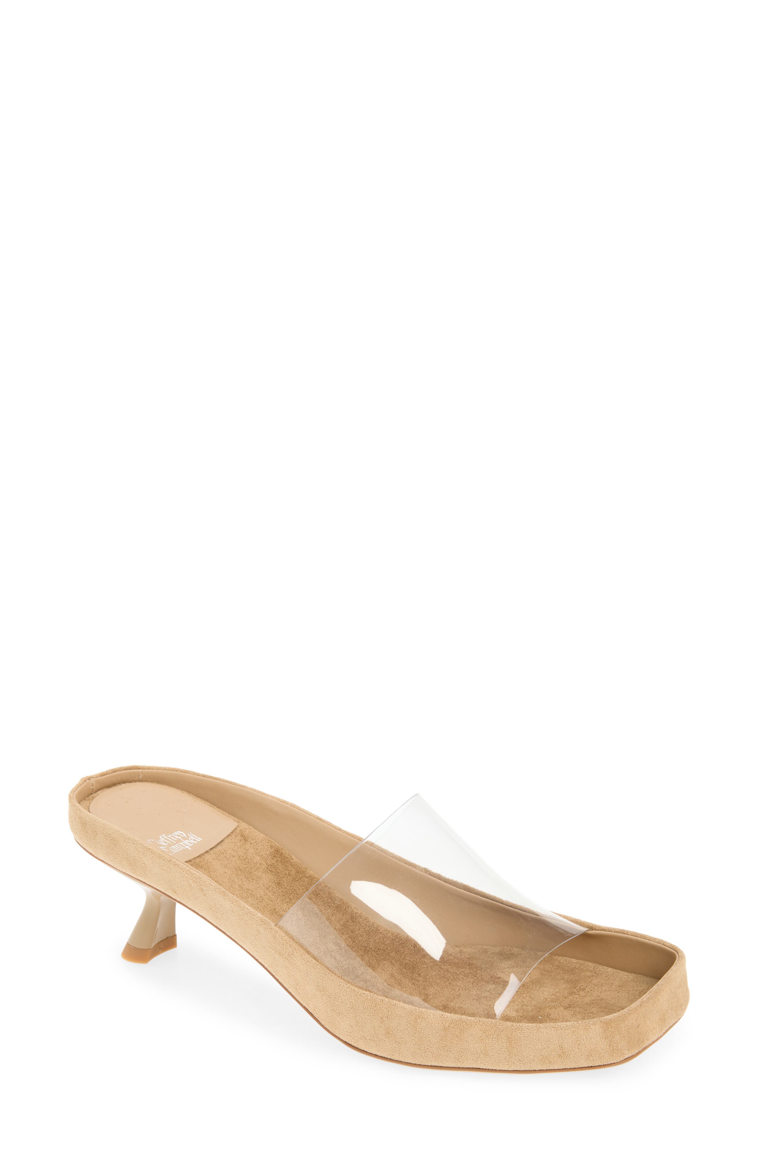 Jeffrey Campbell Muon Kitten Heel Sandal, Main, color, Beige Suede Clear