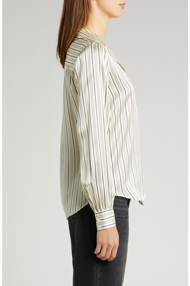 Capriana Stripe Satin Button-Up Shirt, Alternate, color, ANT WHT BK