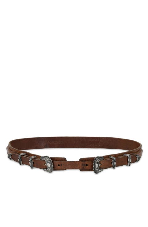 Tasia Leather Belt with Double Buckle