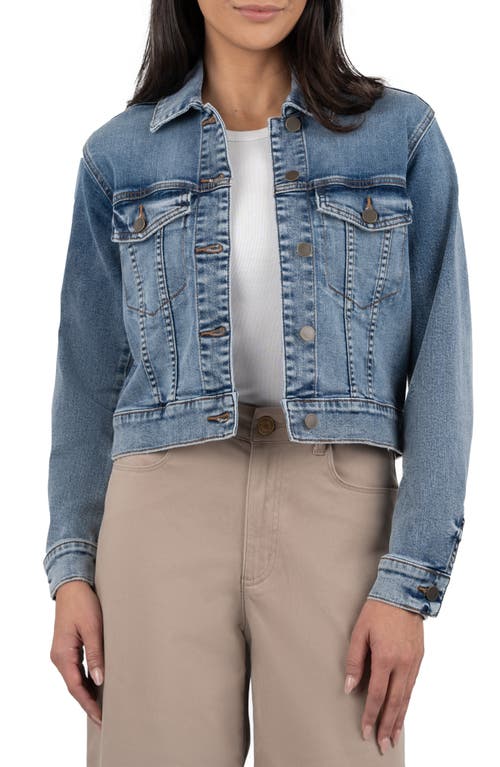 Kut From The Kloth Angela Crop Denim Jacket In Perform Blue