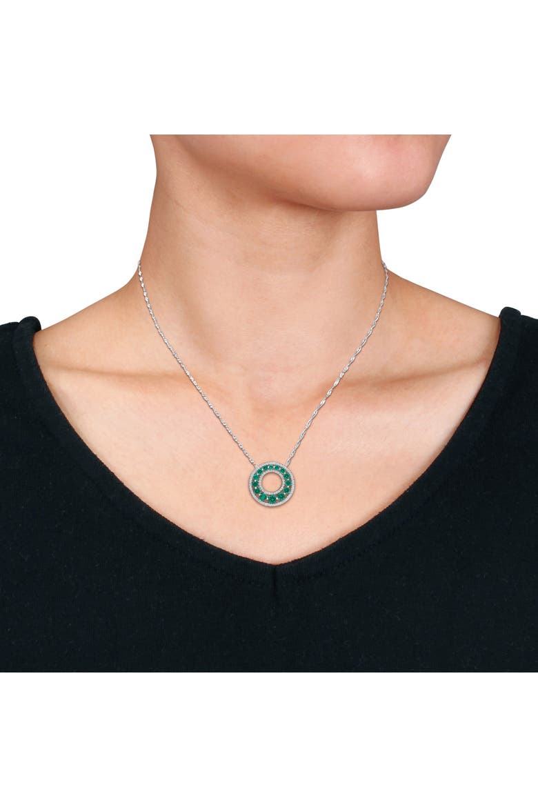 Lab-Created Emerald & Diamond Circle Necklace 14k, Alternate, color, Lab-Created Emerald
