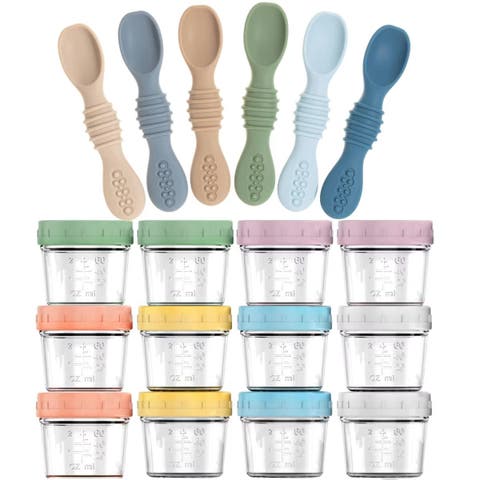 Glass Baby Food Storage Jars and Silicone Baby Spoons Set
