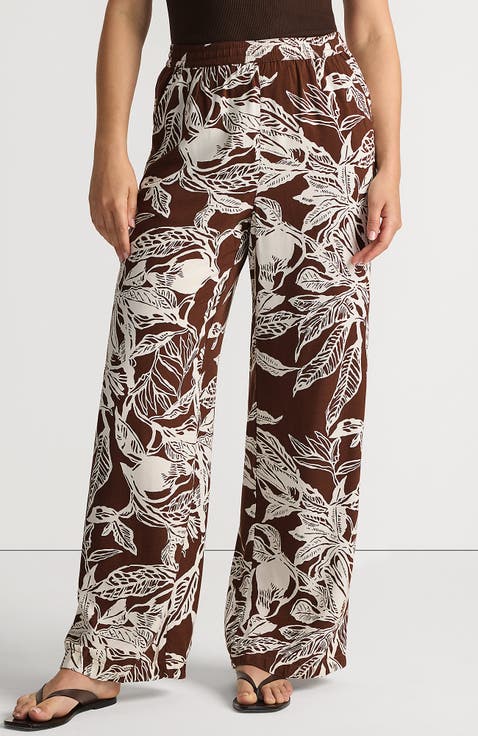 Rayon High Rise Wide Leg Pants - Set Bottom