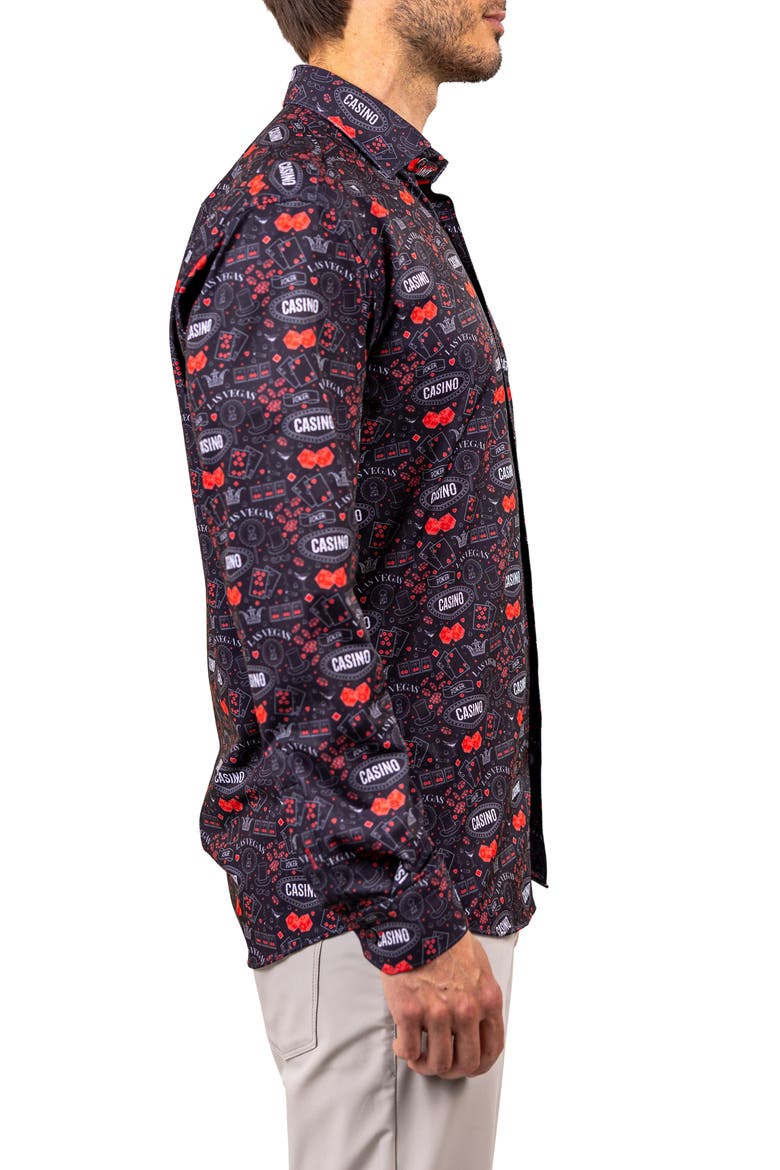 Fibonacci Stretch Ascension 3308 Contemporary Fit Button-Up Shirt, Alternate, color, BLACK
