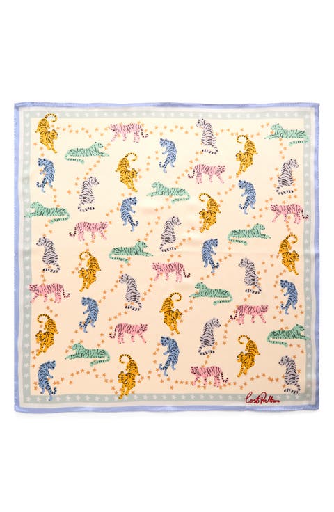 Neon Tigers Silk Square Bandana