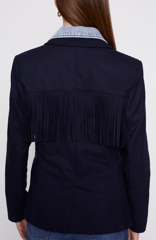 Blue Revival Helen Fringe Blazer With Removable Denim Insert In Black