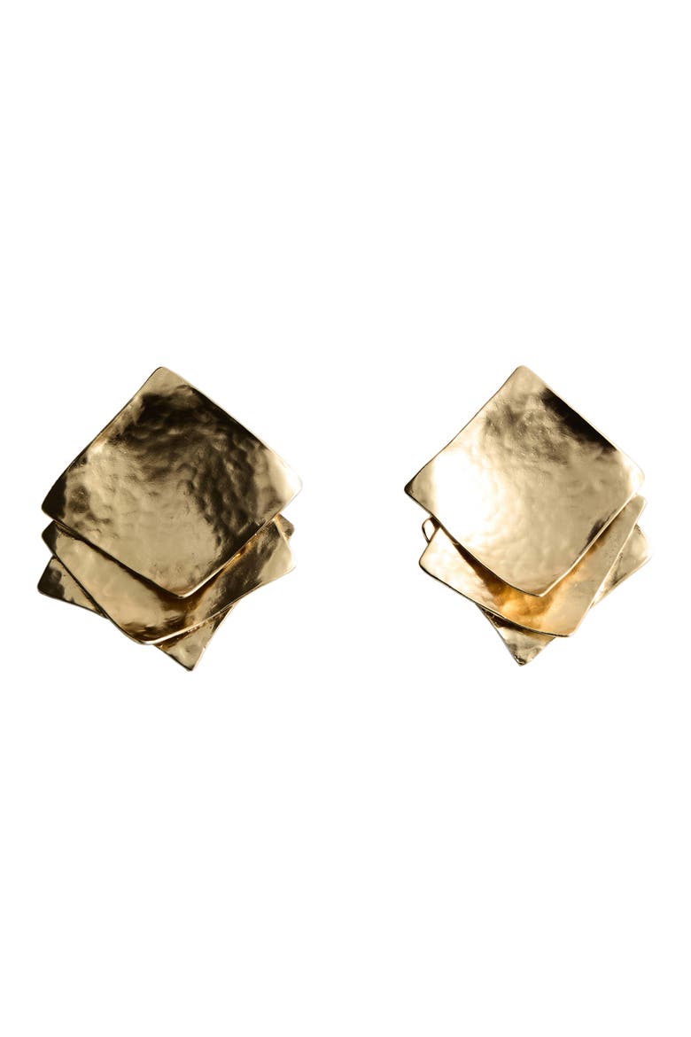 Textured Square Relief Earrings, Main, color, GOLD