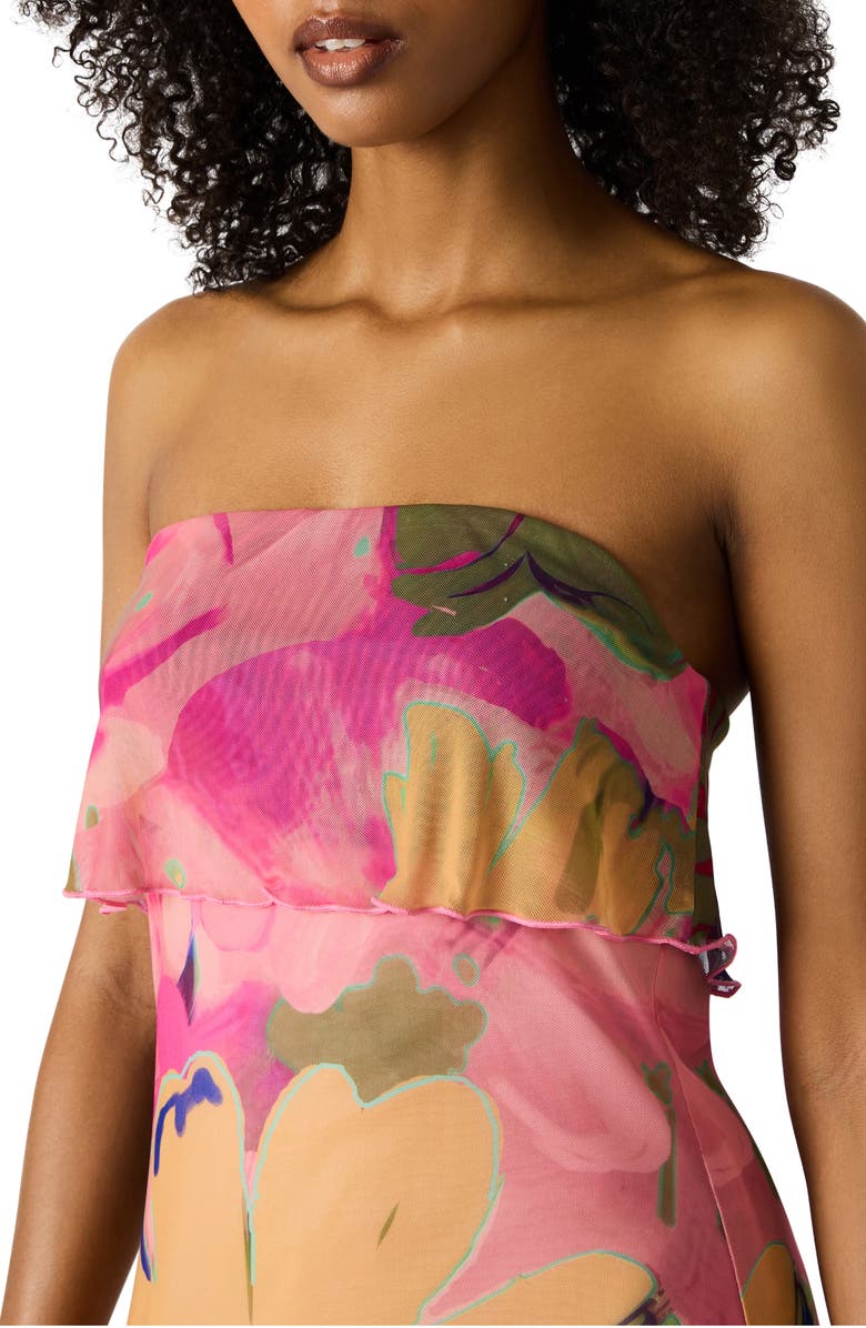 Steve Madden Bryar Floral Strapless Mesh Minidress, Alternate, color, 