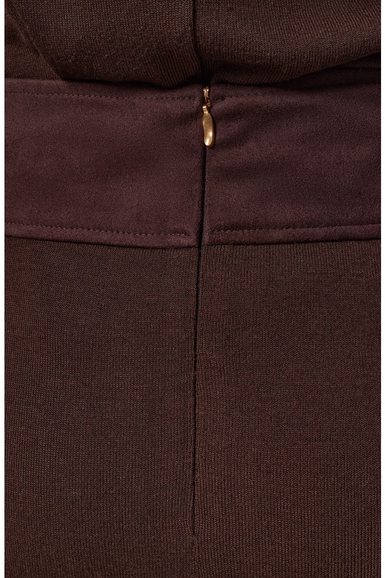 Mixed Media Twist Detail Midi Skirt, Alternate, color, ESPRESSO
