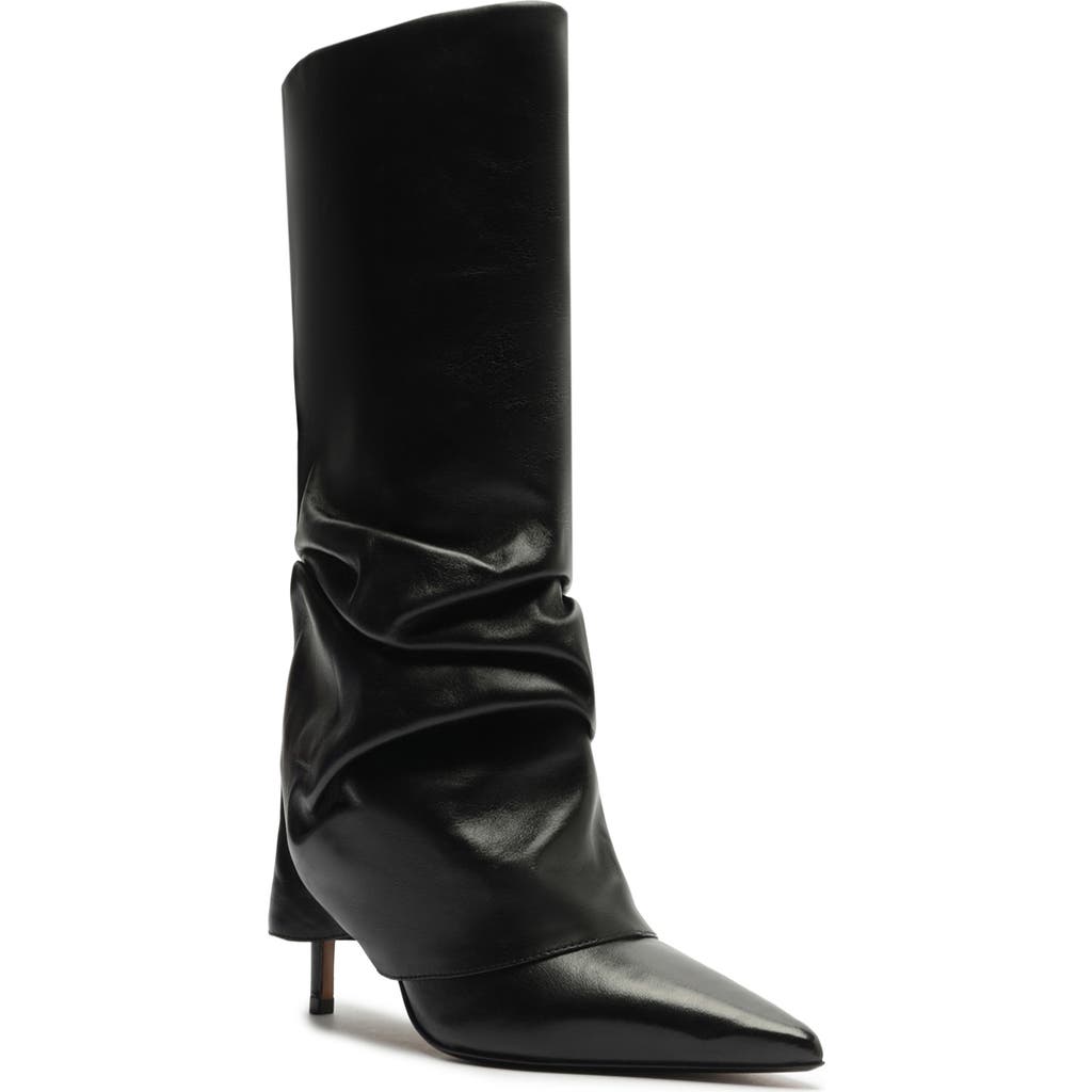 Schutz Mikki Up Cloak Pointed Toe Knee High Boot In Black