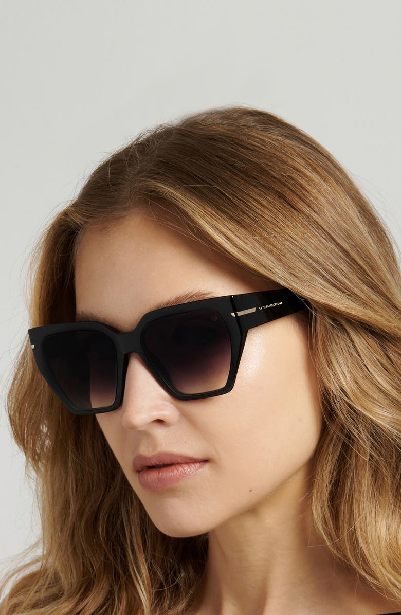 Victoria Beckham 57mm Gradient Square Sunglasses, Alternate, color, Black/ Dark Grey Sf