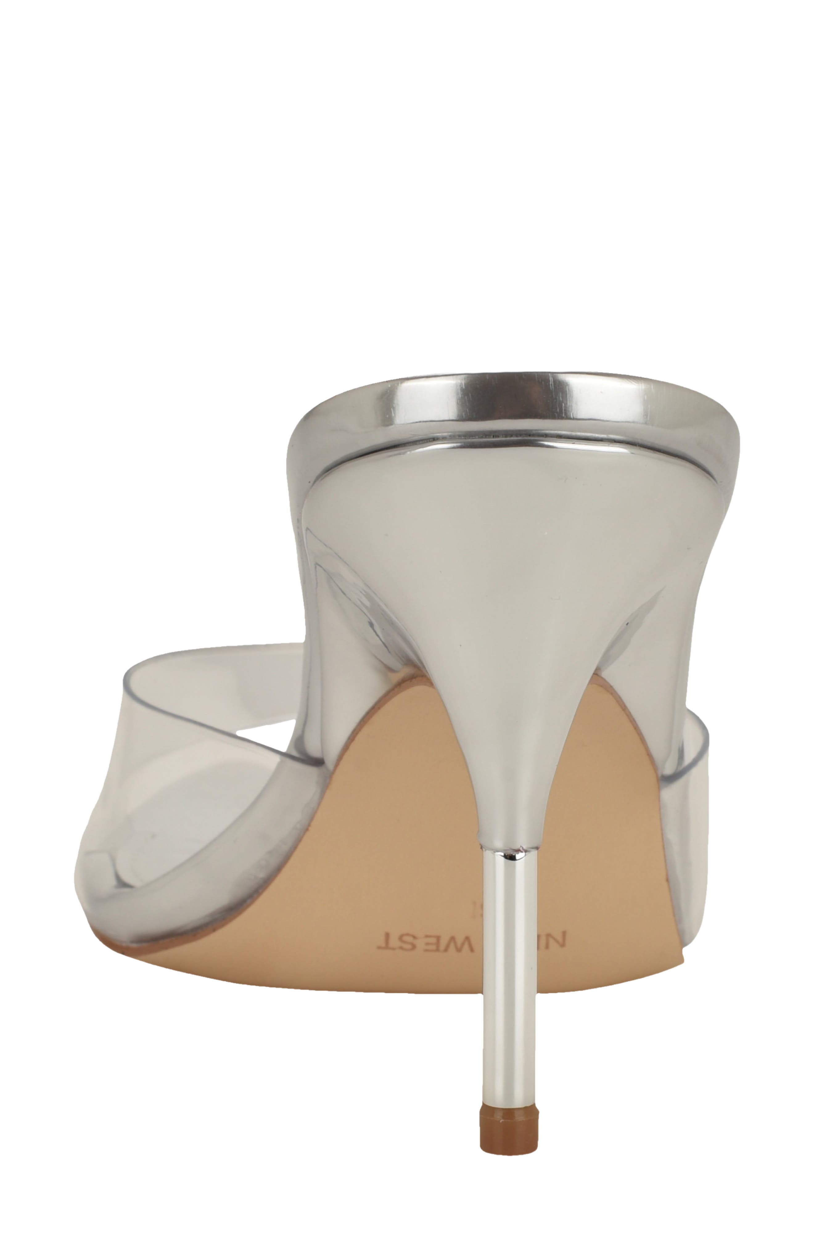 Nine West Vella Pointed Toe Slide Sandal, Alternate, color, Clear Silver