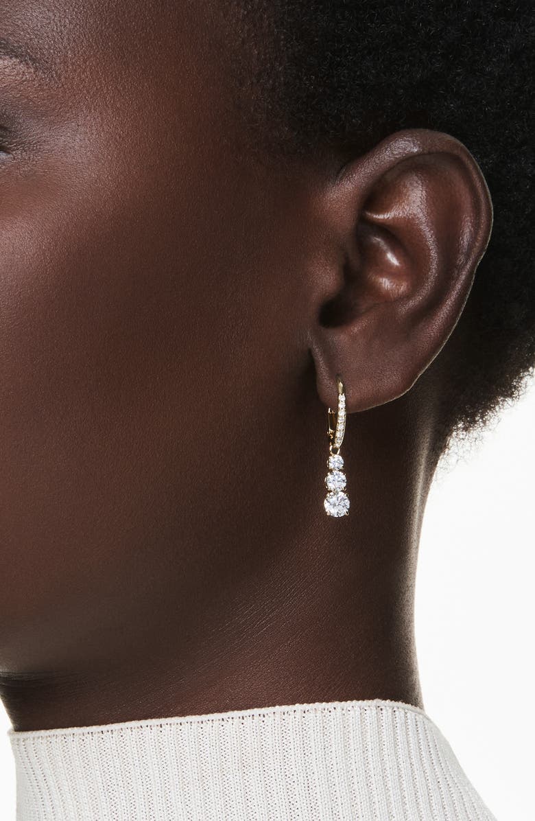 Swarovski Stilla Attract Drop Earrings, Alternate, color, Gold/ White