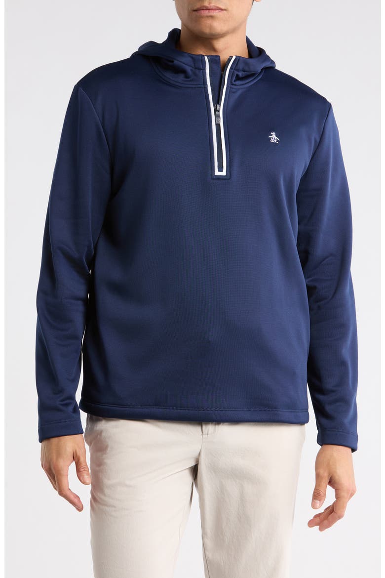 Long Sleeve Half-Zip Fleece Pullover Hoodie, Main, color, BLACK IRIS