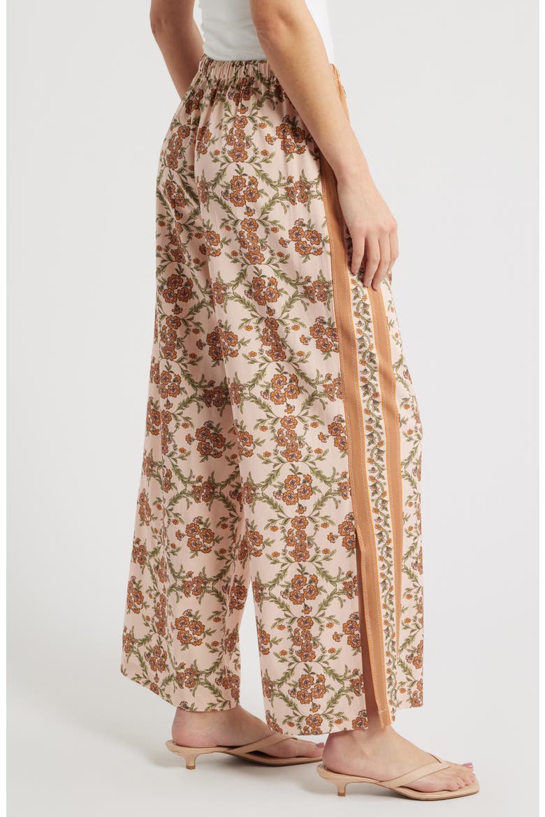 Floral Side Slit Lounge Pants, Alternate, color, PUMICE/ TERRA