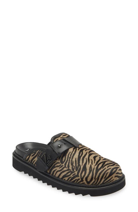 Alpha Zebra Print Genuine Calf Hair Mule (Women)