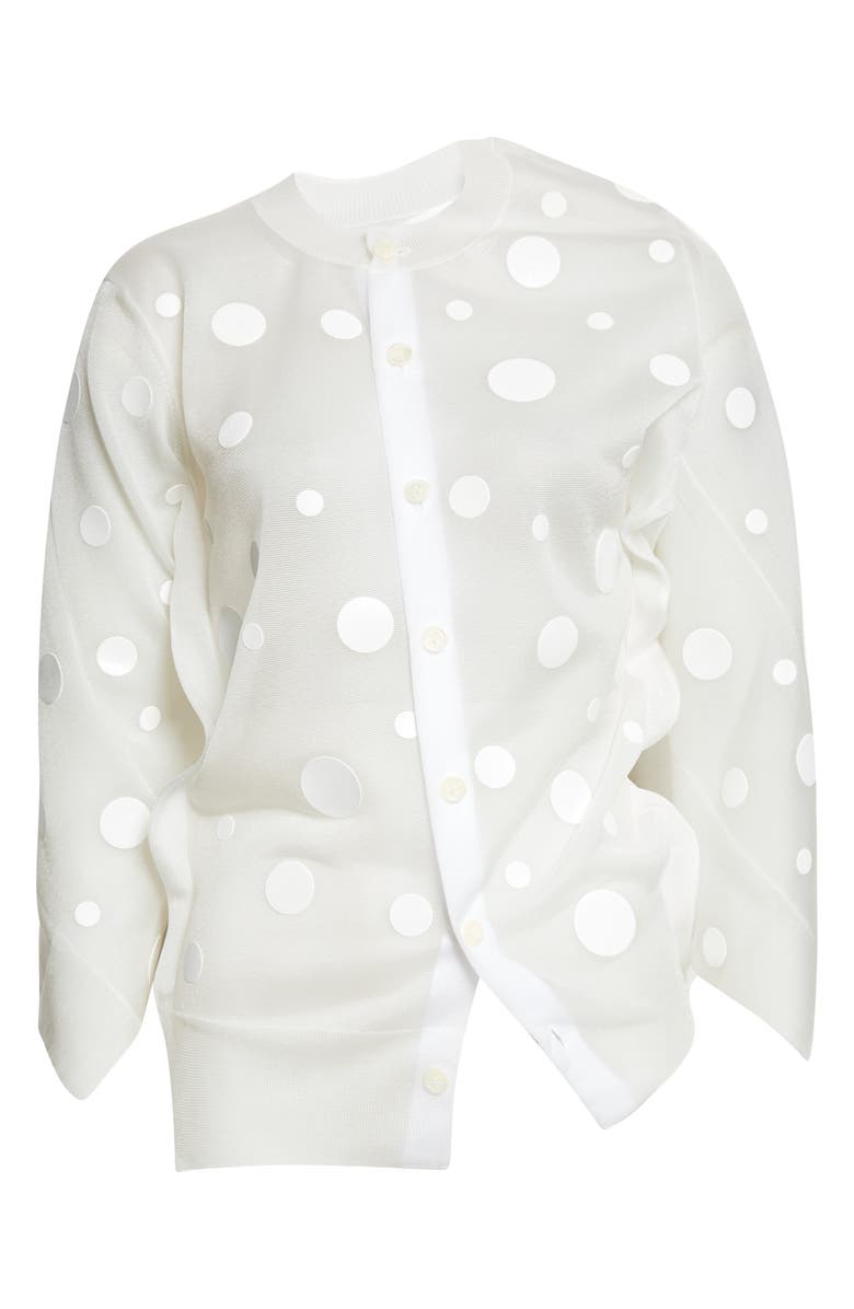 Junya Watanabe Polka Dot Jacquard Sheer Cardigan, Main, color, White