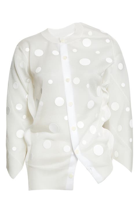Polka Dot Jacquard Sheer Cardigan