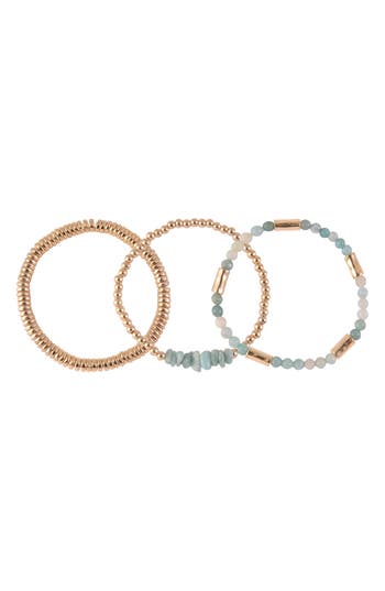 Rachel Rachel Roy Set Of 3 Stone Beaded Stretch Bracelets In Gold