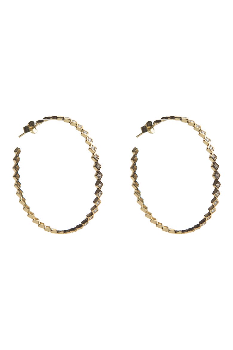 Princess Cut Cubic Zirconia Hoop Earrings, Main, color, GOLD