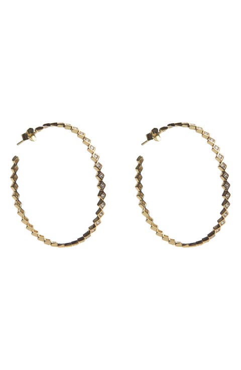 Princess Cut Cubic Zirconia Hoop Earrings