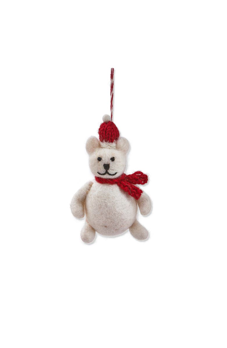tag Multicolor Bear Ornament with Santa Hat and Scarf for Christmas, Main, color, Multicolored