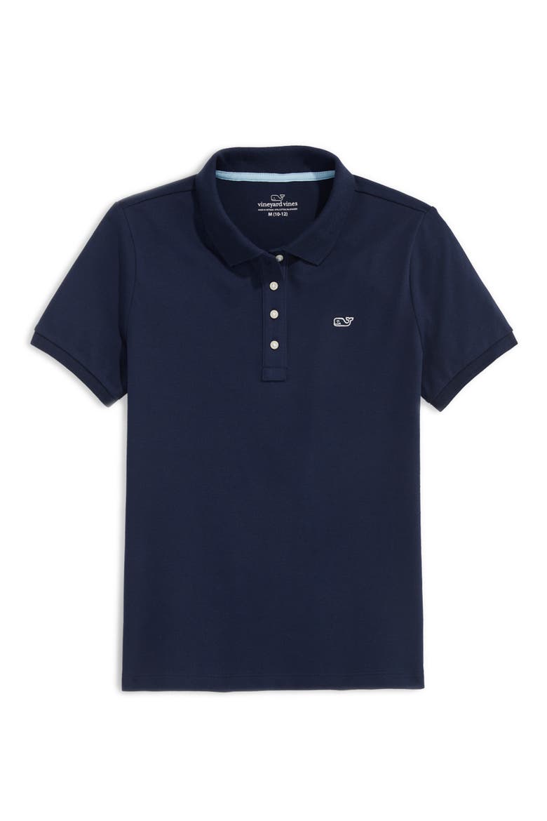 Kids' Stretch Cotton Piqué Polo, Main, color, NAUTICAL NAVY