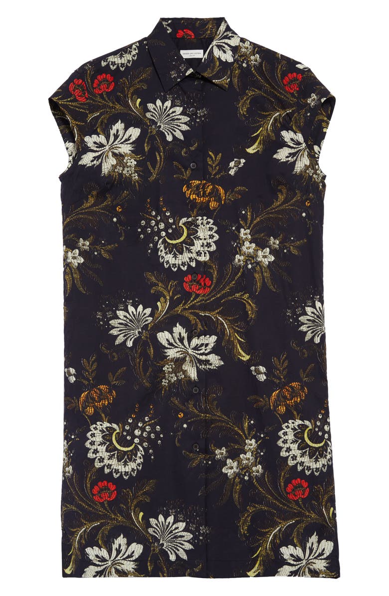 Dries Van Noten Dalvi Floral Print Cotton Shirtdress, Main, color, 